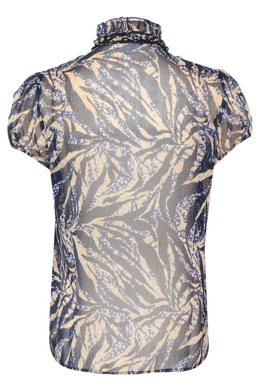 Lilja Crinkle SS Shirt - Black Zebra Leaves