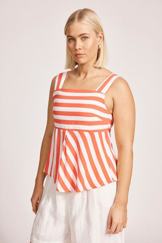 Treville Stripe Tank - Coral