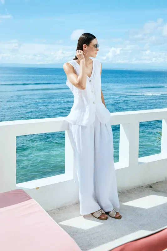 Miramar Palazzo Pant - White