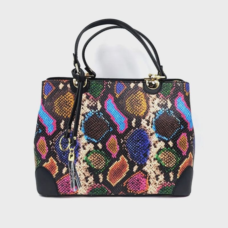 Snake Effect Handbag - Colourful