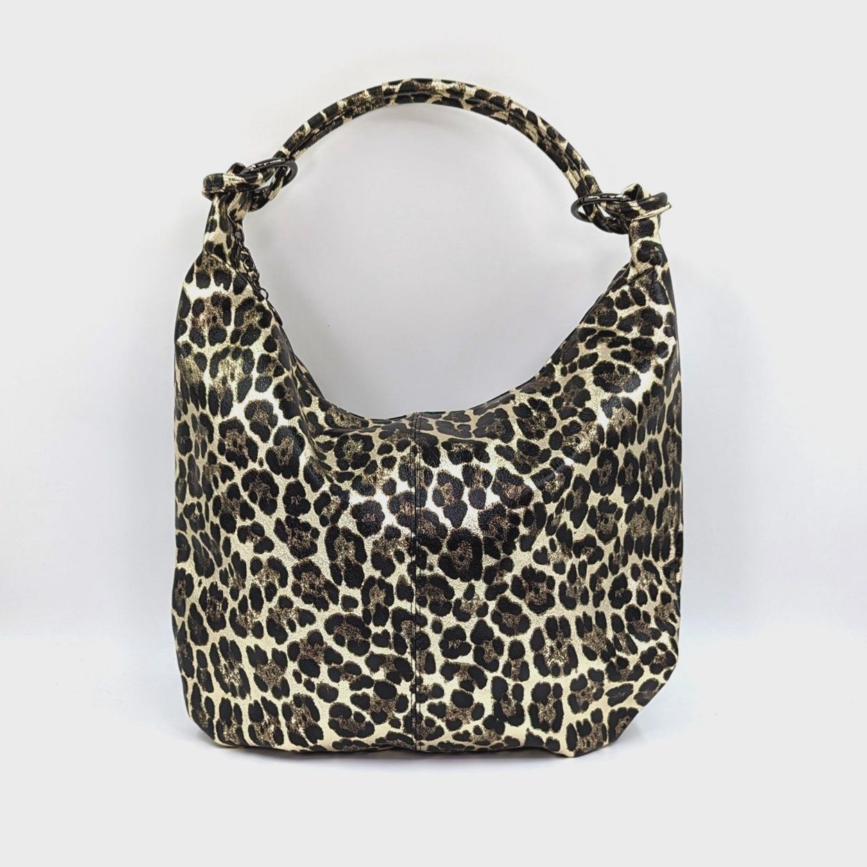 Relaxed Leopard Print Handbag - Light Gold
