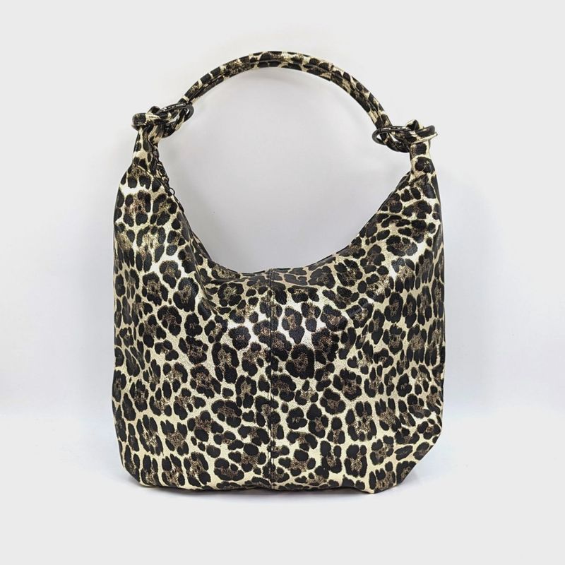 Relaxed Leopard Print Handbag - Light Gold