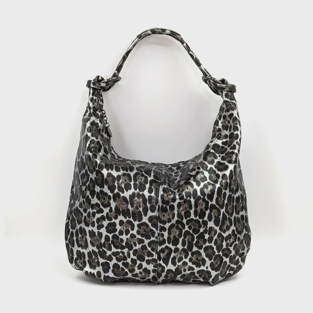 Relaxed Leopard Print Handbag - Silver