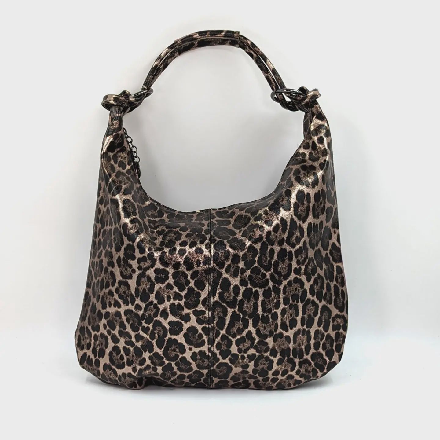 Relaxed Leopard Print Handbag - Bronze