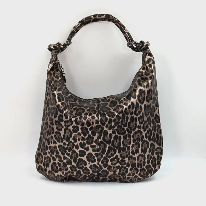 Relaxed Leopard Print Handbag - Bronze