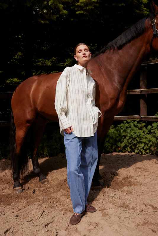 Rinatina Barrel Jeans - Medium Blue Denim