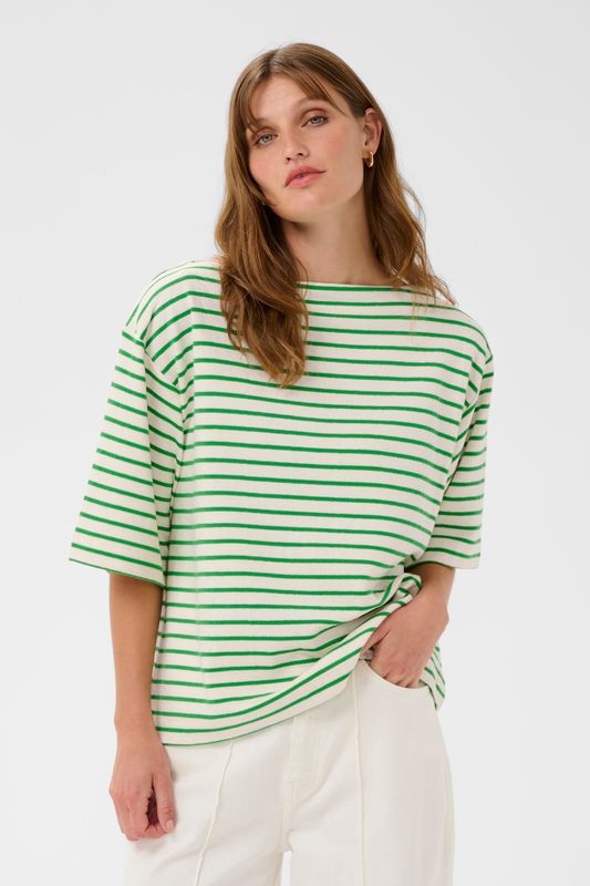 Ingina Sweatshirt - White/Green Stripe