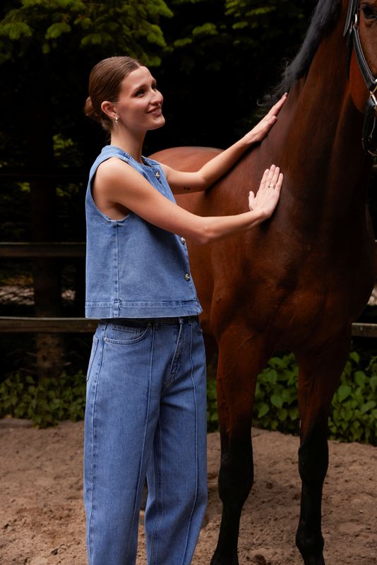 Rinatina Waistcoat - Medium Blue Denim