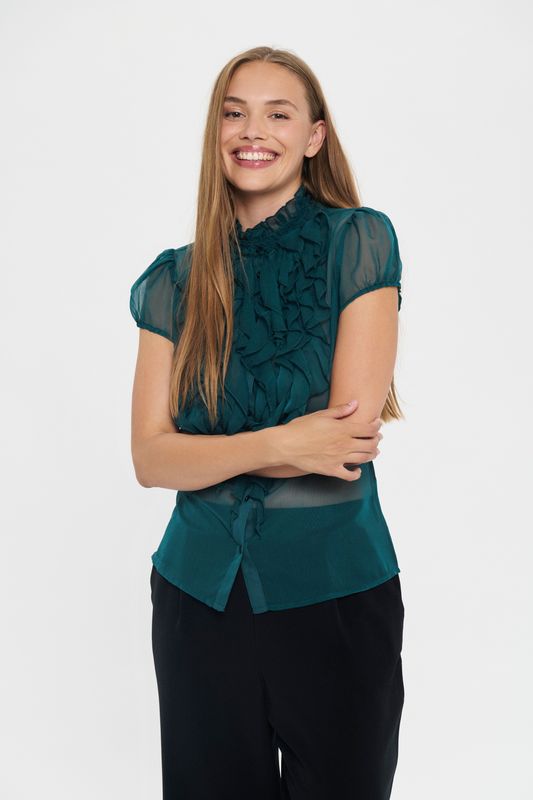 Lilja Crinkle SS Shirt - Atlantic Deep