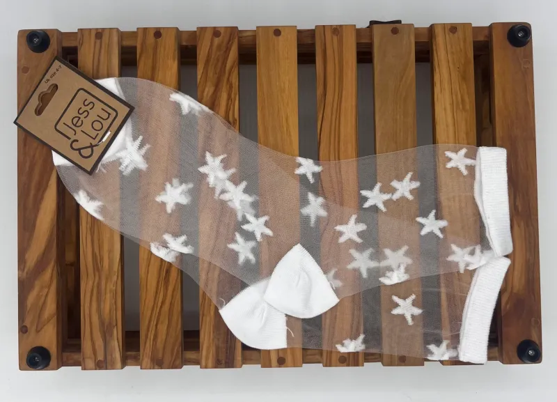 Mesh Socks - White Stars