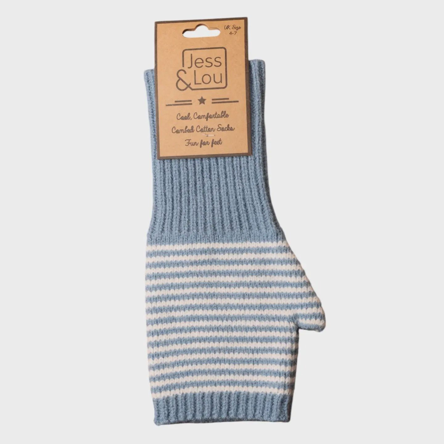 Fingerless Gloves - Blue &amp; White Stripes