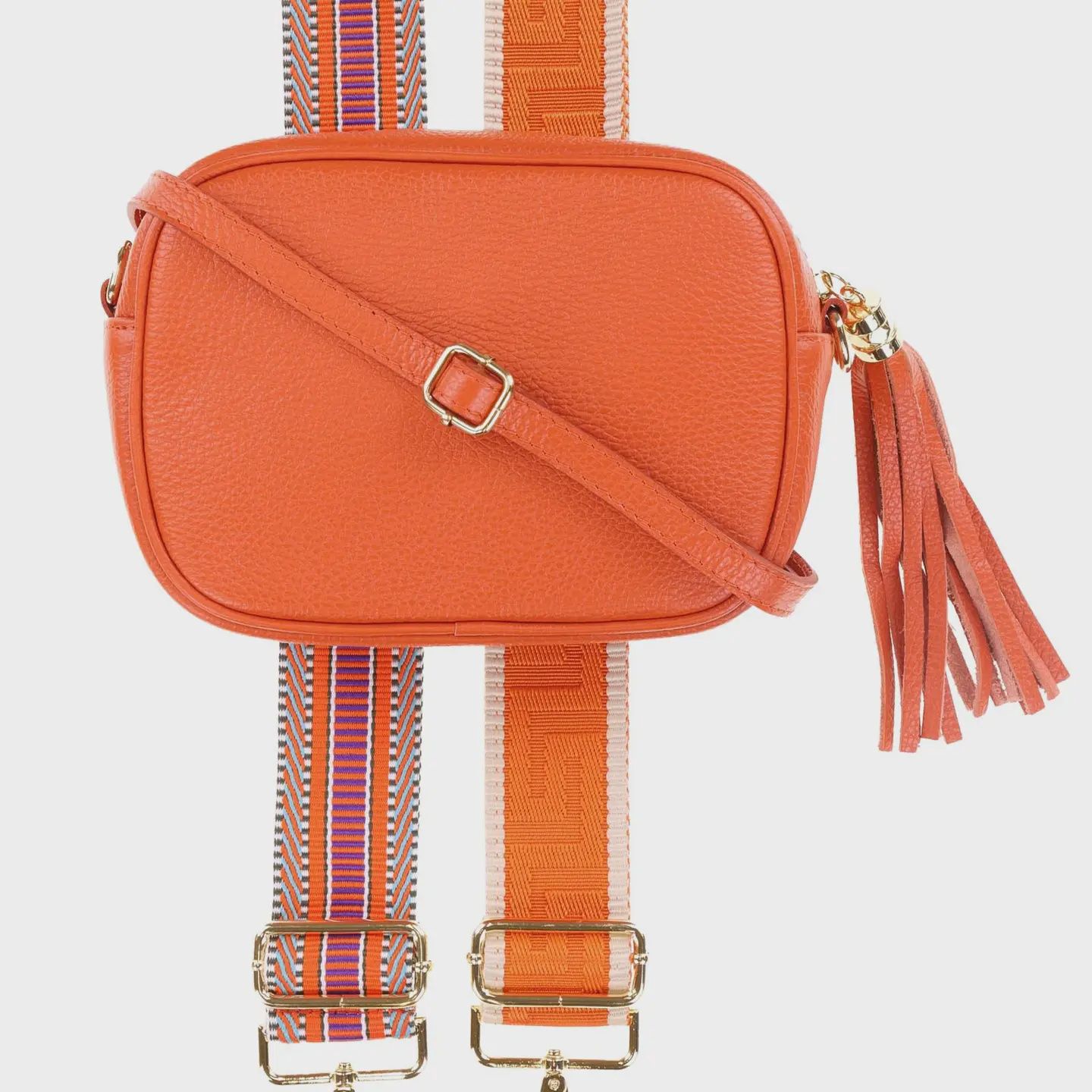 Tassle Crossbody Leather Camera Bag - Burnt Orange