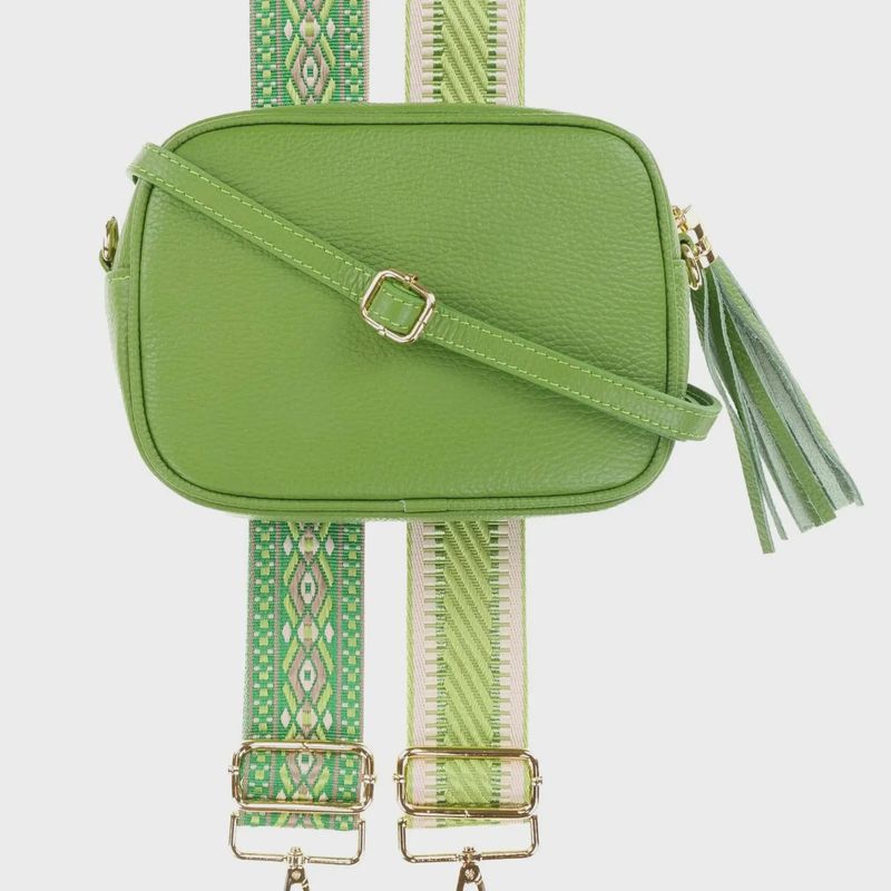 Tassle Crossbody Leather Camera Bag - Avocado