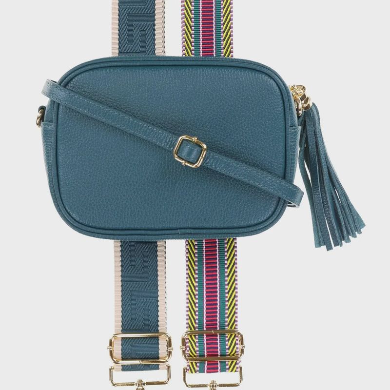 Tassle Crossbody Leather Camera Bag - Teal