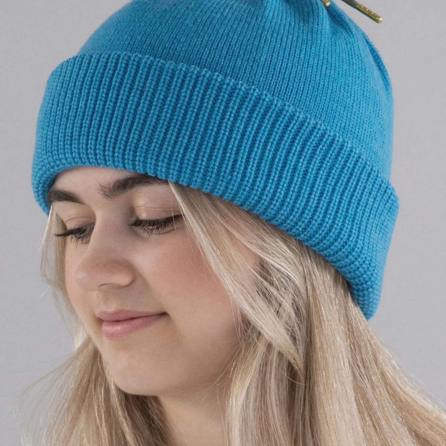 Merino Fisherman's Rib Hat - Turquoise