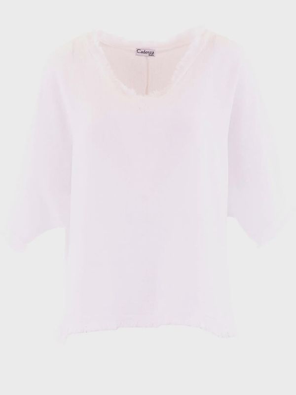 Linen &amp; Cotton Frill Tunic - White