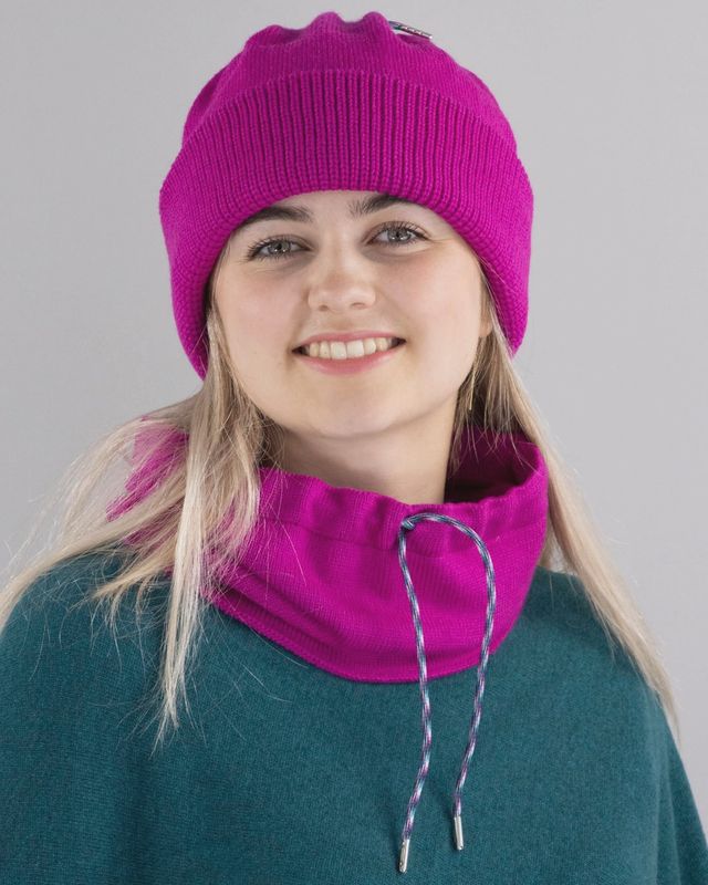 Merino Fisherman's Rib Hat - Fuchsia