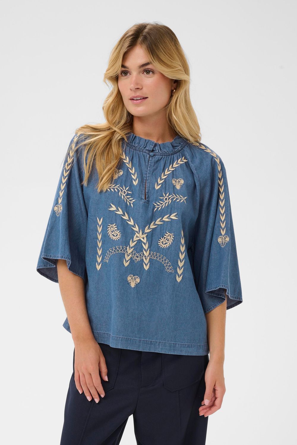 Onaya Blouse - Medium Blue Denim