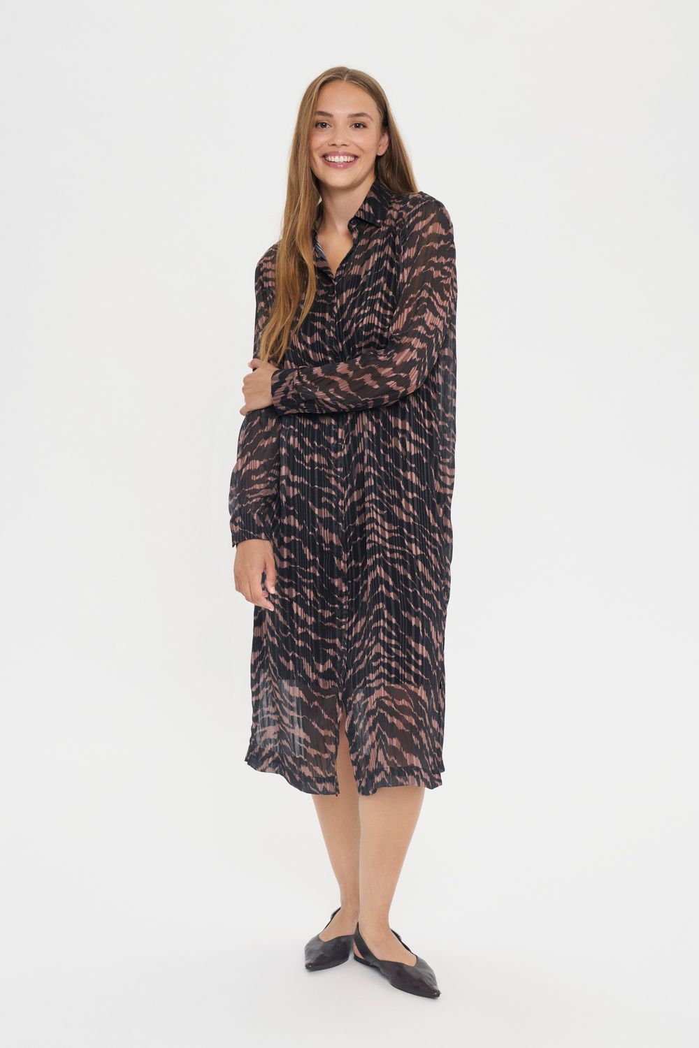 Nesta Dress - Black Shifted Stripes