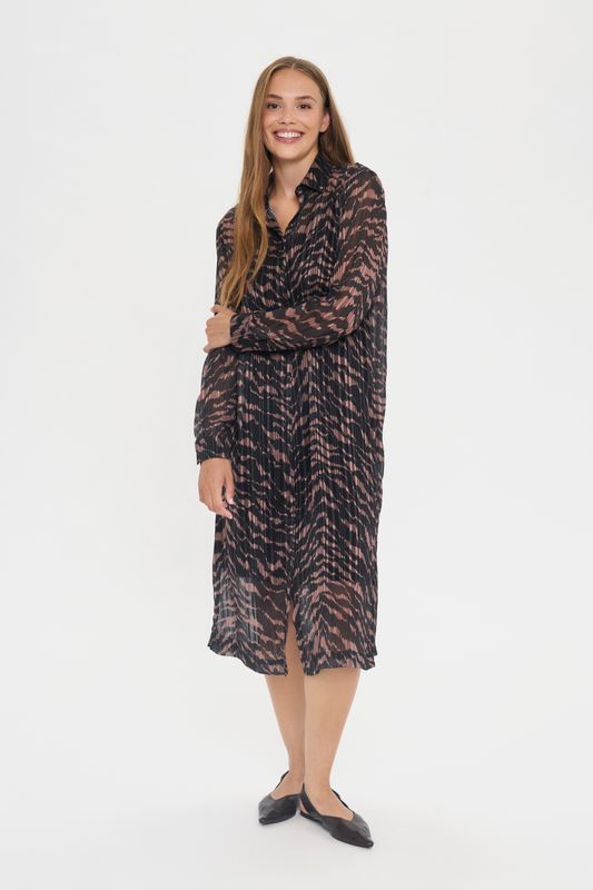 Nesta Dress - Black Shifted Stripes