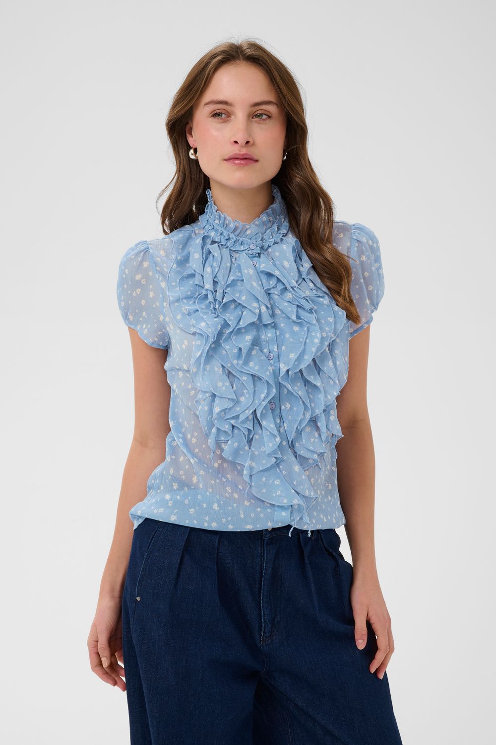 Lilja Crinkle SS Shirt - Allure Ice Small Blooms