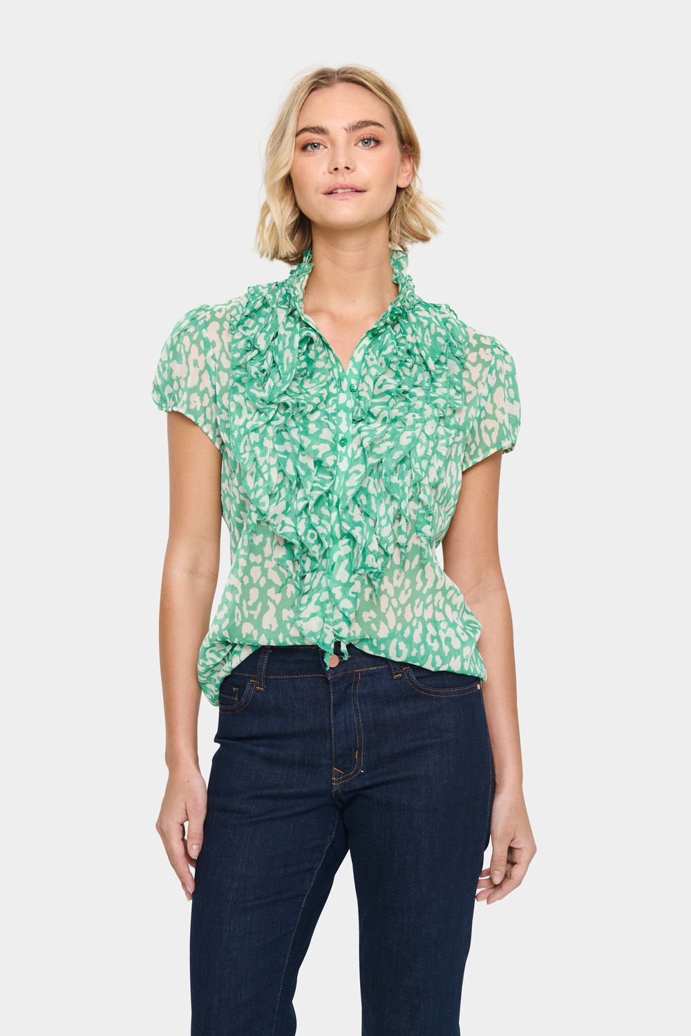 Lilja Crinkle SS Shirt - Jelly Bean Ice Leopard