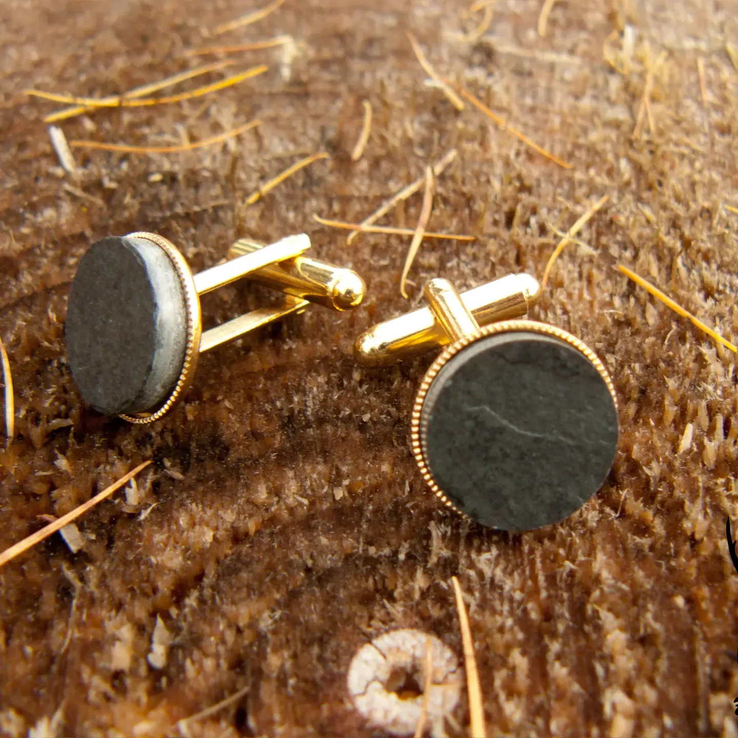 Slate Cufflinks - Gold Plated/Slate