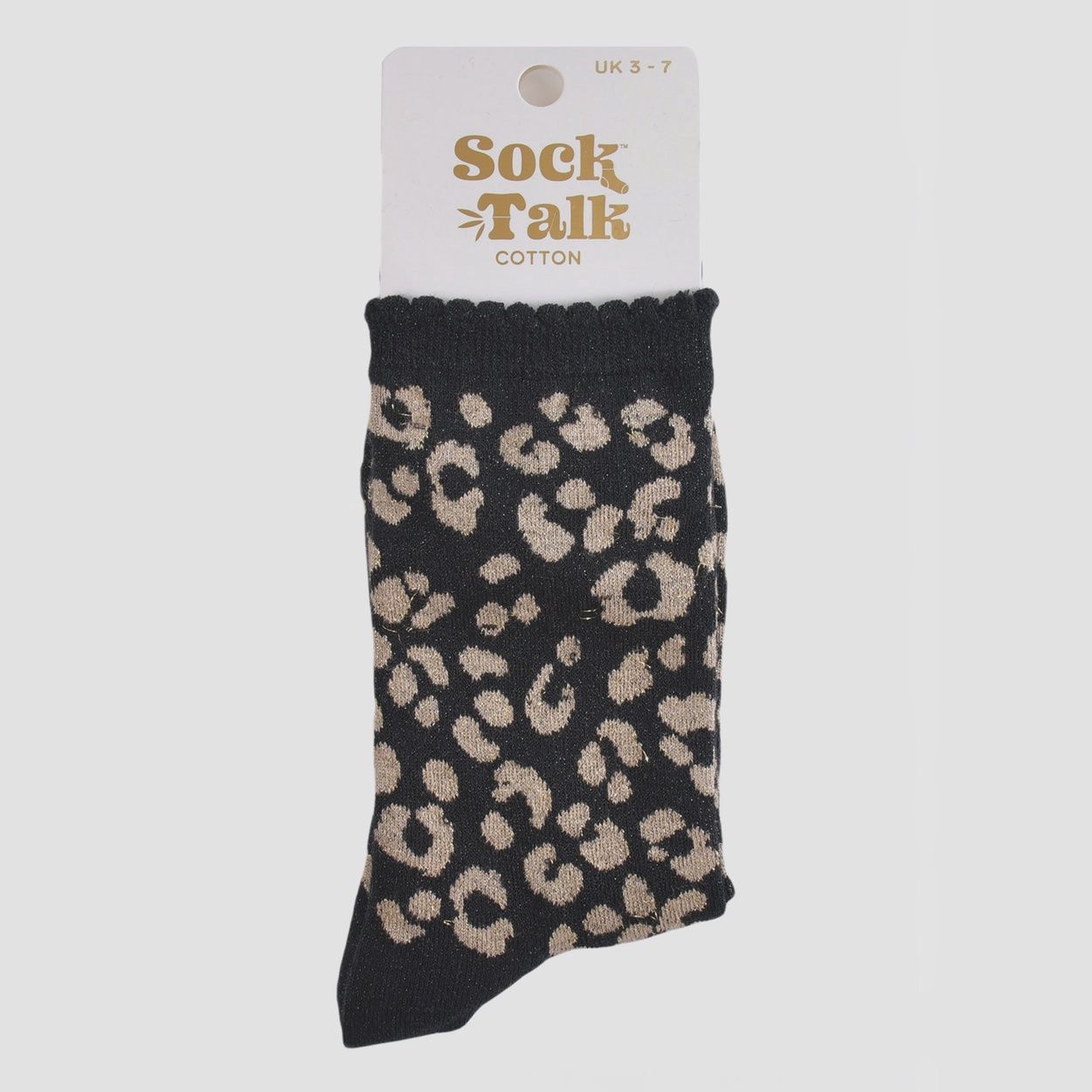 Cotton Glitter Socks - Gold Leopard