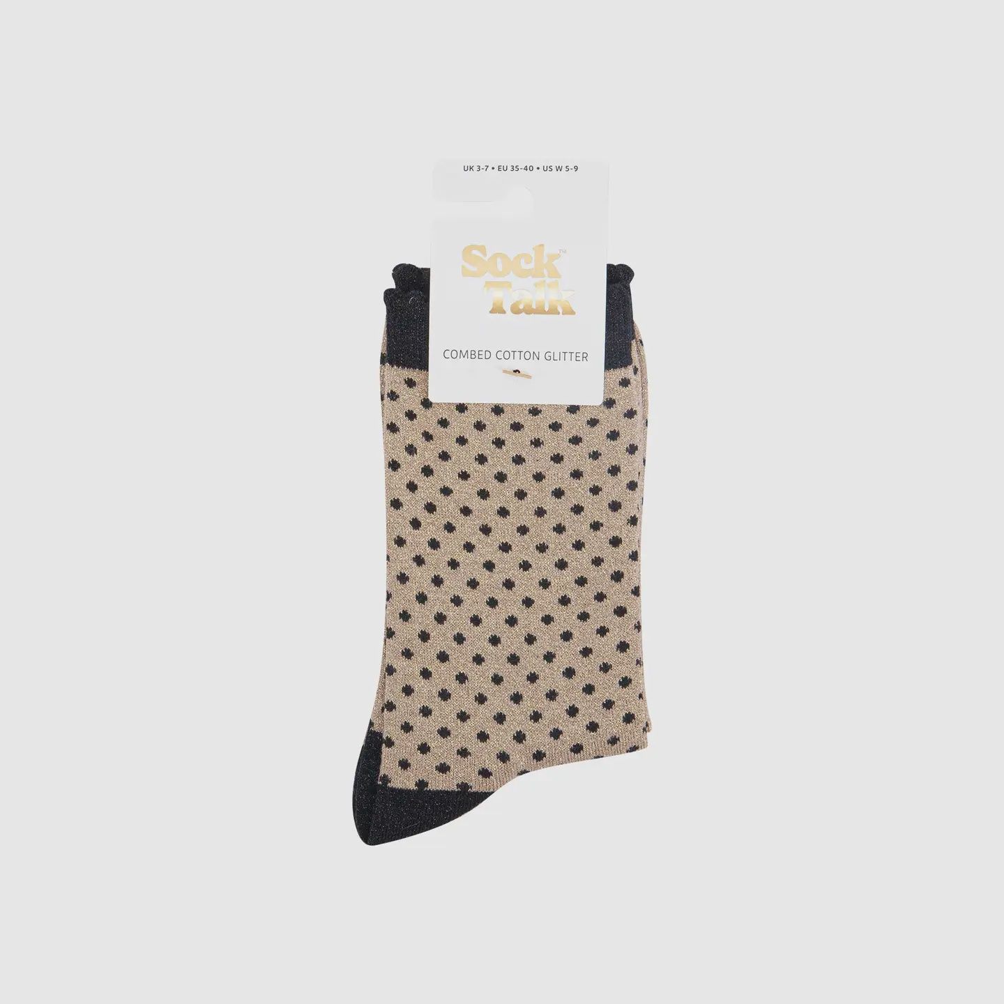 Cotton Glitter Socks - Gold Polka Dots