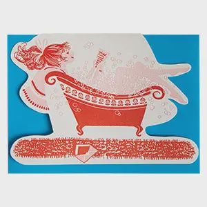 Cut-Out Greeting Card - Lady in Bath
