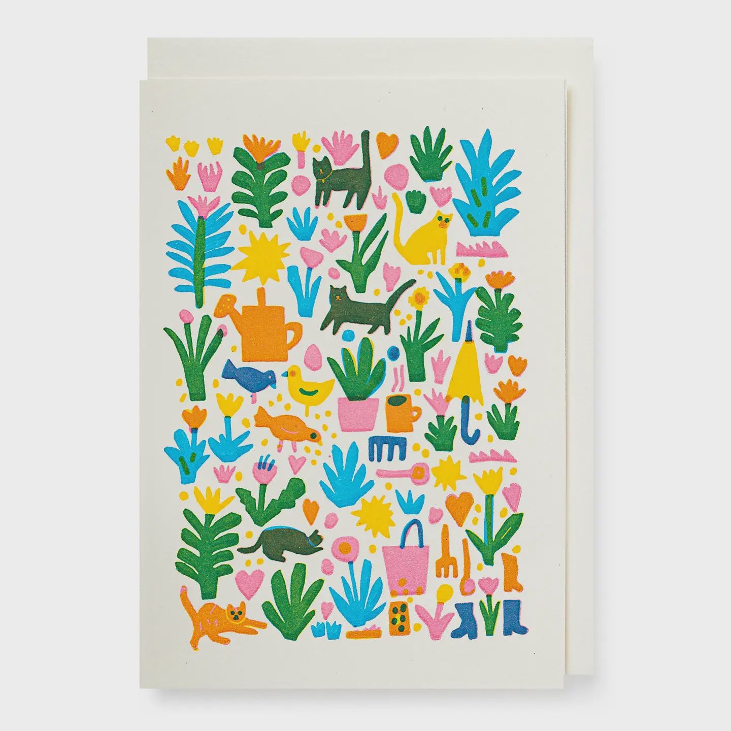 Small Greeting Card - Cats in the Garden