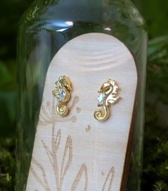 Seahorse Gold Plated Sterling Silver Studs