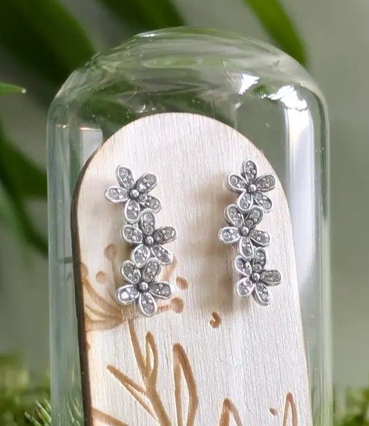 Triple Flower Cubic Zirconia Studs