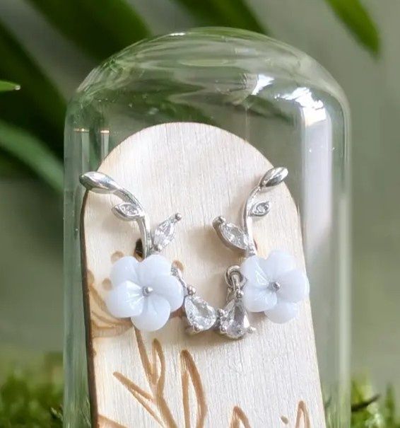 Branch Cubic Zirconia Sterling Silver Studs