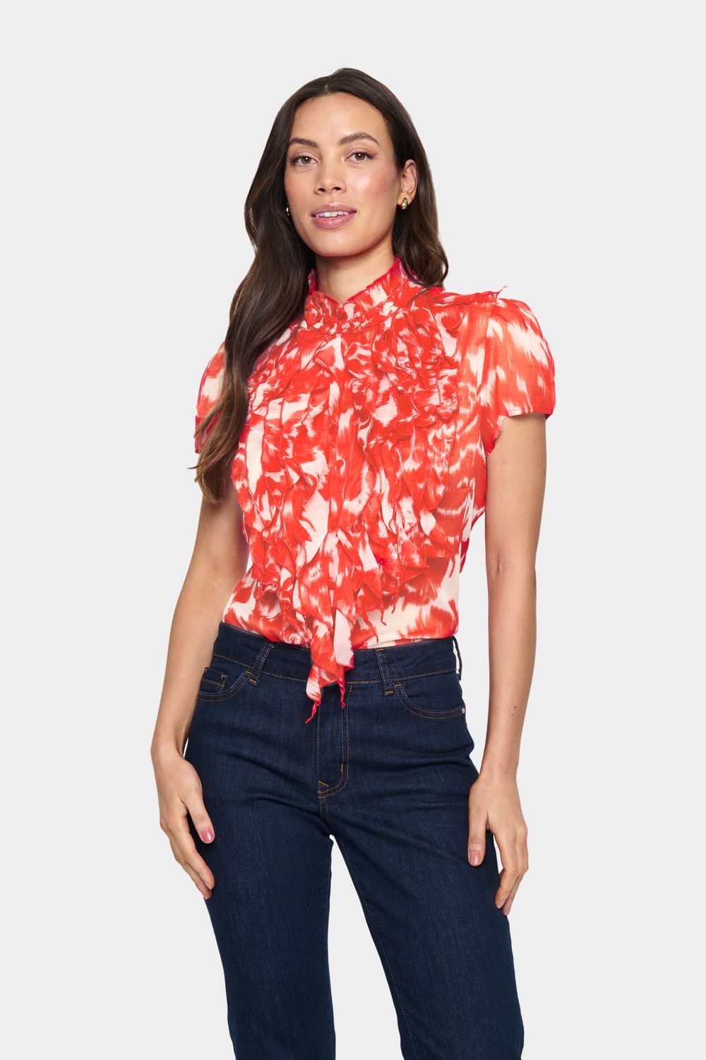 Lilja Crinkle SS Shirt - Poinciana Water Bloom