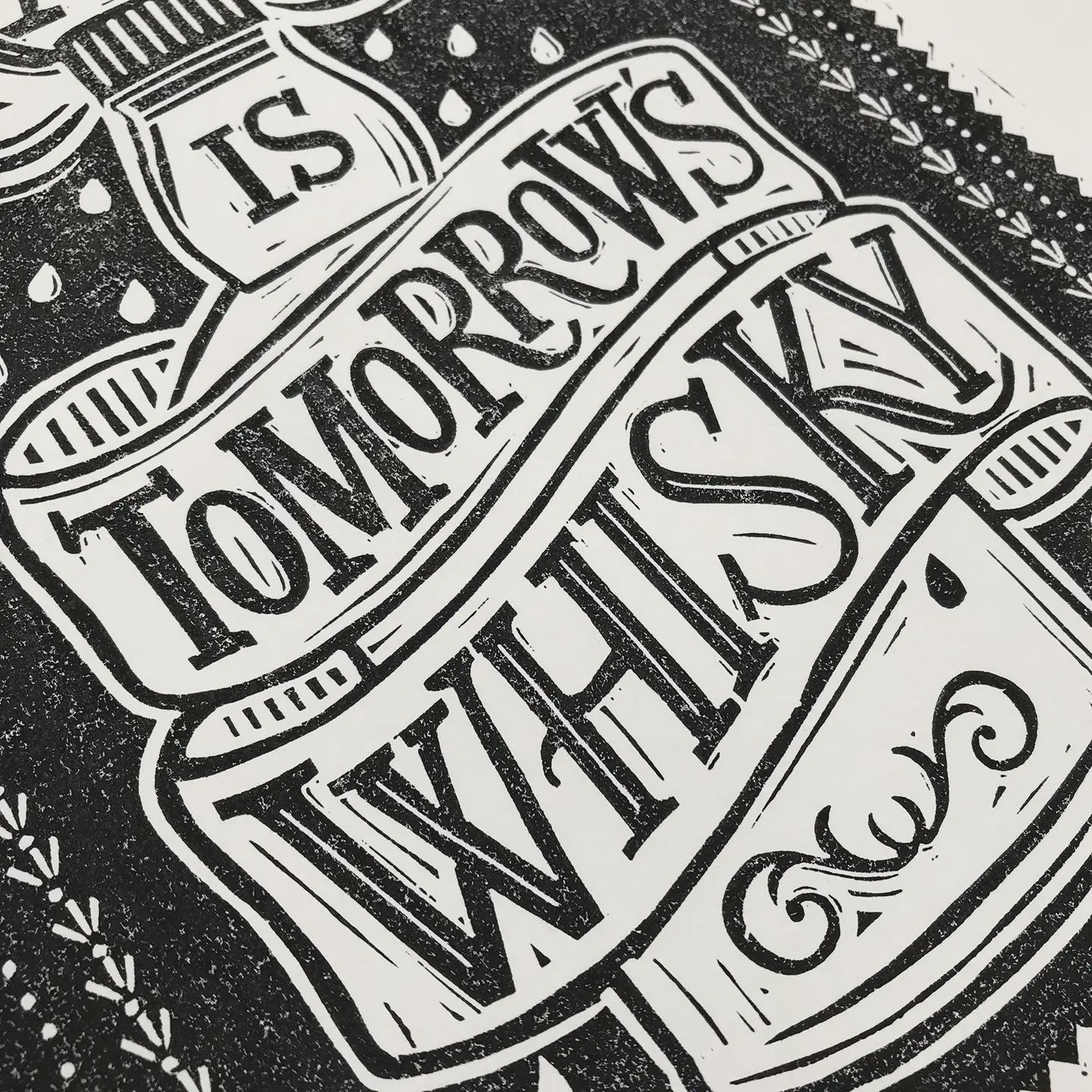 Today's Rain Tomorrow's Whisky A4 Print - Black