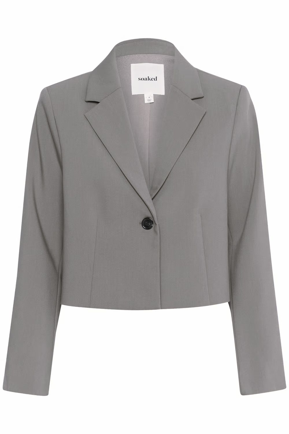 Lilu Corinne Cropped Blazer - Grey Melange Suiting