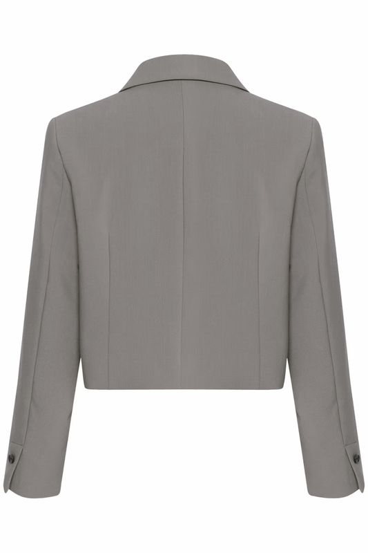 Lilu Corinne Cropped Blazer - Grey Melange Suiting