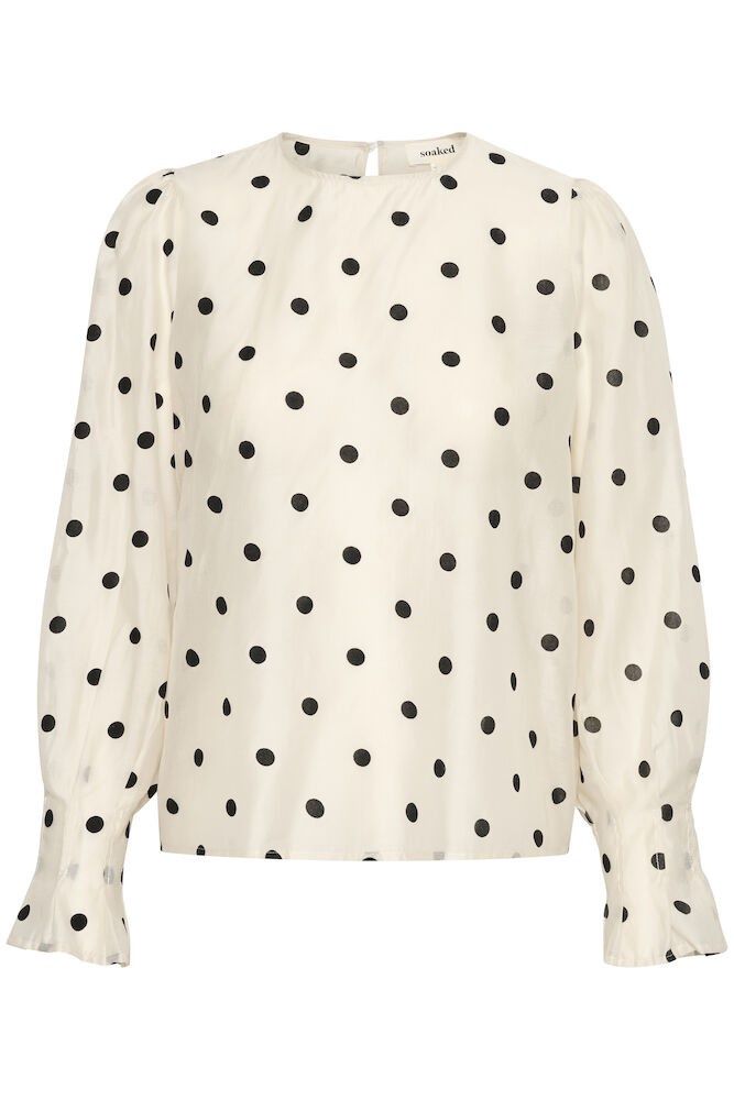 Ziggie Blouse - Sandshell/Black Dots