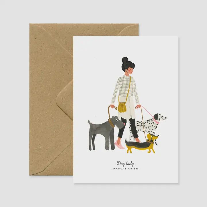 Greeting Card - Dog Lady