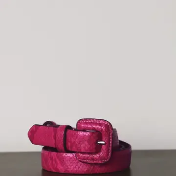 Leather Snake Print Belt - Fuchsia
