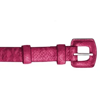 Leather Snake Print Belt - Fuchsia
