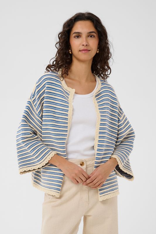 Riley Cardigan - Vallarta Turtledove Stripe