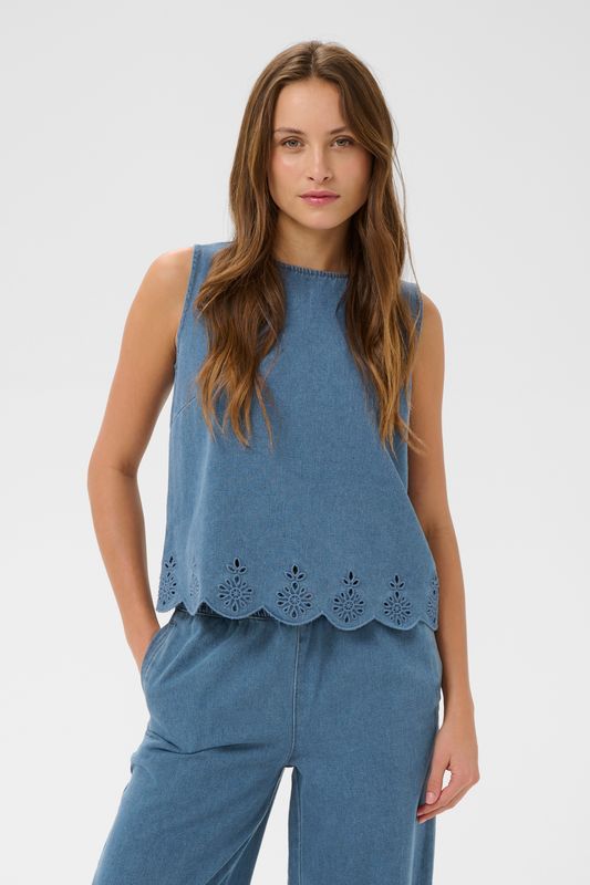 Rozlynn Blouse - Medium Blue Denim