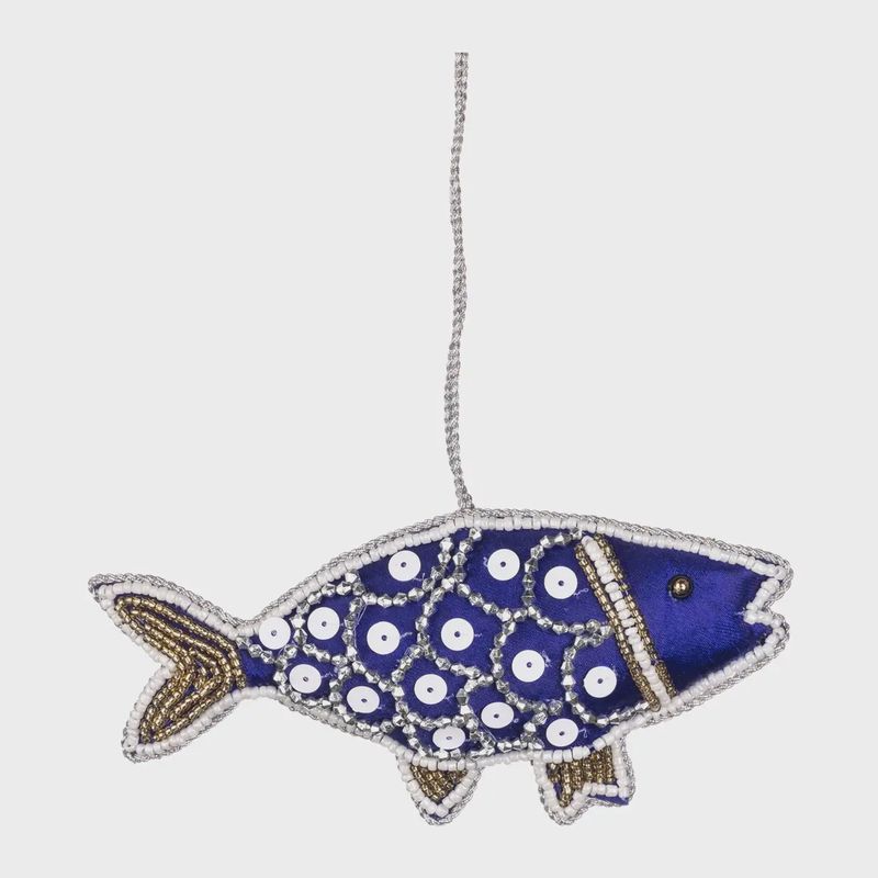 Beaded Fish - Blue