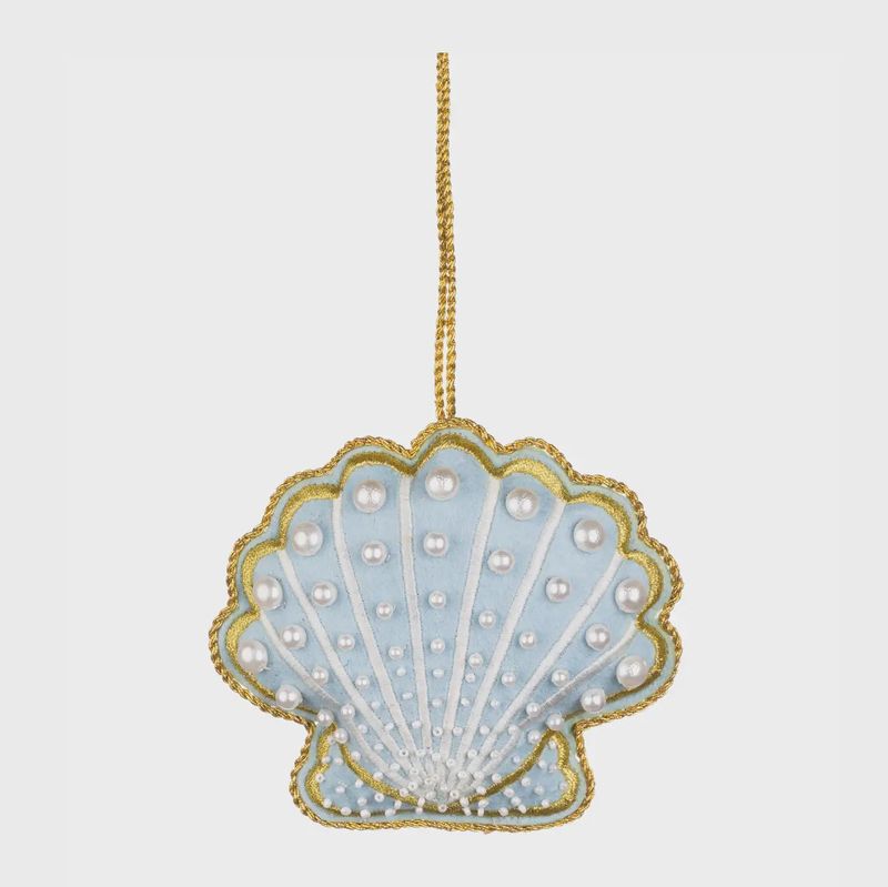 Beaded Scallop - Light Blue/Gold