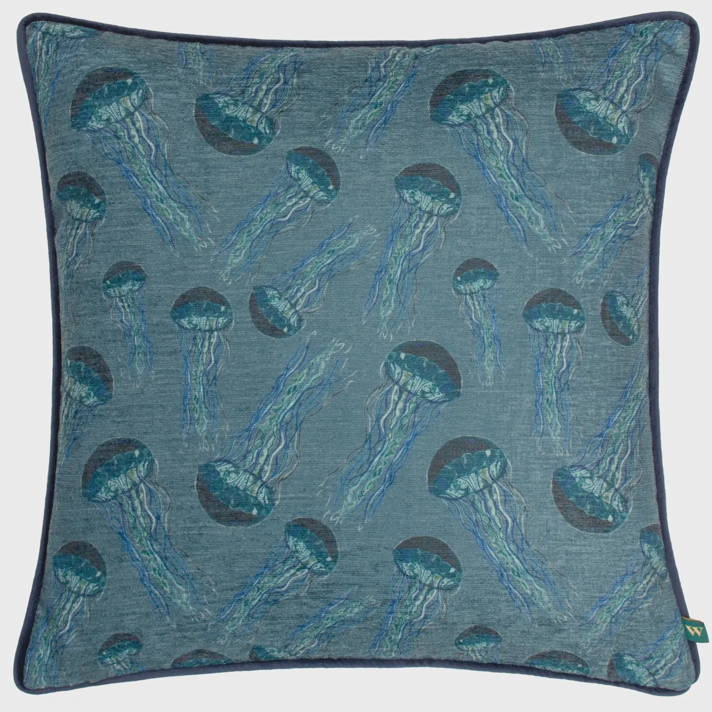 Abyss Jellyfish Cushion Petrol   43 x 43cm - Petrol
