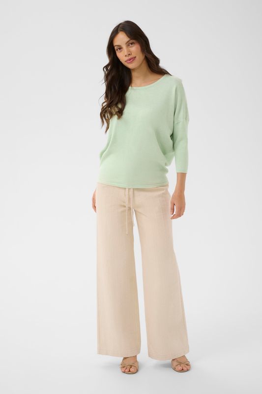 Mila R-Neck Pullover - Cameo Green Melange