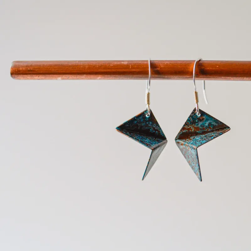 Copper Origami Drop Earrings
