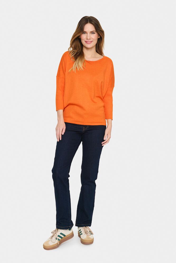 Mila R-Neck Pullover - Apricot Melange